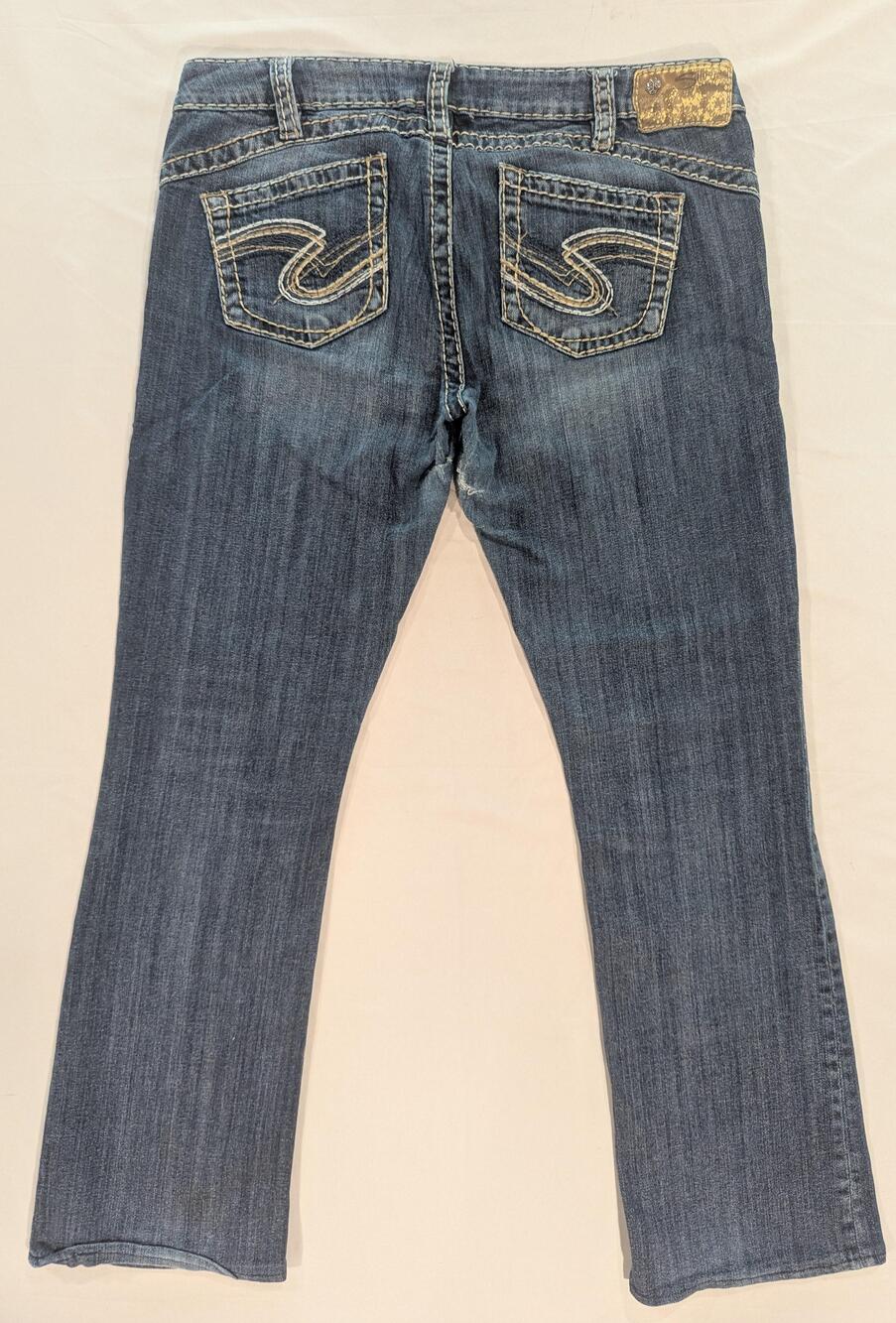 Silver Jeans Co Jeans Womens W32/L33 Blue Med Wash Tuesday Bootcut Embroidered